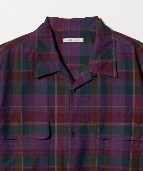 UNITED ARROWS(ユナイテッドアローズ)の「コットン/リネン ダークマドラスチェック オープンカラーシャツ(シャツ/ブラウス・メンズ・パープル/ブラック・S/M/L/XL)」の6枚目の写真
