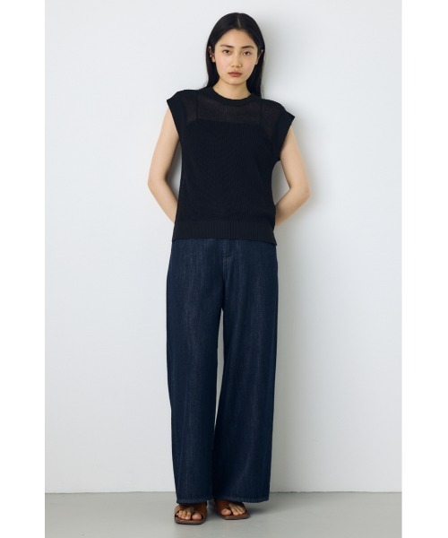 AZUL by moussy(アズールバイマウジー)の「【身長/骨格別着用画像あり】畔編みノースリーブトップス サマーニットトップス シアートップス 春服 夏服 秋服 透け感 メッシュトップス(ニット/セーター・レディース・ブラウン/レッド/ブラック/オフホワイト・MEDIUM/SMALL)」の10枚目の写真