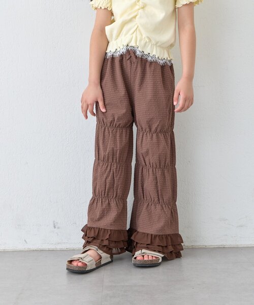 CIAOPANIC TYPY（チャオパニックティピー）の「【KIDS】ぽこぽこギンガム裾フリルティアードパンツ《ZOZO限定》（その他パンツ・キッズ・チャコールグレー/ブラウン・110/130/150）」の16枚目の写真