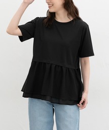 Honeys | 【ハニさら・接触冷感・イージーケア・UVカット】ペプラムトップス(Tシャツ/カットソー)