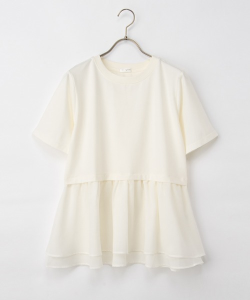 Honeys（ハニーズ）の「【ハニさら・接触冷感・イージーケア・ＵＶカット】ペプラムトップス（Tシャツ/カットソー・レディース・カーキ/ダークオレンジ/アイボリー/ブラック・S/M/L/LL）」の15枚目の写真