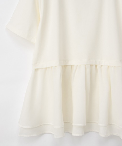 Honeys（ハニーズ）の「【ハニさら・接触冷感・イージーケア・ＵＶカット】ペプラムトップス（Tシャツ/カットソー・レディース・カーキ/ダークオレンジ/アイボリー/ブラック・S/M/L/LL）」の16枚目の写真