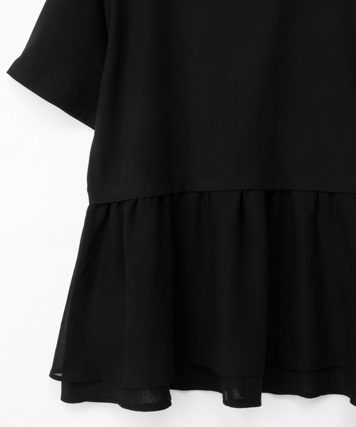 Honeys（ハニーズ）の「【ハニさら・接触冷感・イージーケア・ＵＶカット】ペプラムトップス（Tシャツ/カットソー・レディース・カーキ/ダークオレンジ/アイボリー/ブラック・S/M/L/LL）」の6枚目の写真