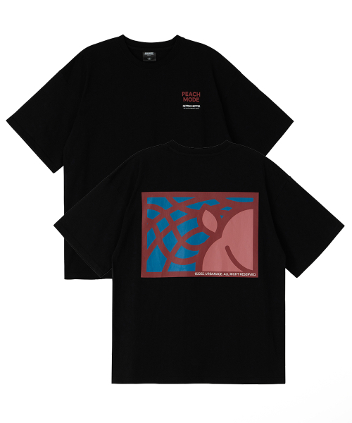 URBANAGE(アーバンエイジ)の「PEACH MODE オーバー半袖ブラック(Tシャツ/カットソー・レディース・その他・MEDIUM/LARGE)」の1枚目の写真