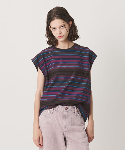 California General Store（California General Store）の「＜CGS.＞マルチ ボーダー ノースリーブ Tシャツ（Tシャツ/カットソー・メンズ・ダークグレー・S/M/L）」の2枚目の写真