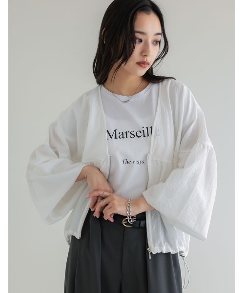 Re:EDIT（リエディ）の「ジャガード裾ドロストVネックブルゾン（ブルゾン・レディース・ブラック/ホワイト・LARGE/MEDIUM）」の10枚目の写真