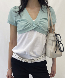 DIMANCHE（ディマンシュ）の「Summer Crop Cardigan (mint)（カーディガン/ボレロ）」