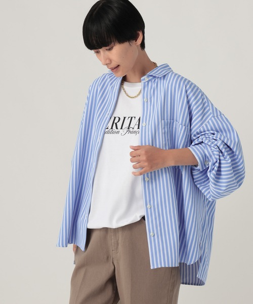 Elura(エルーラ)の「汗ジミ軽減レギュラーシャツ/912421(シャツ/ブラウス・レディース・ネイビー/ブルー/チャコールグレー/オフホワイト・FREE)」の4枚目の写真