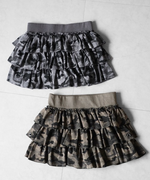me+em select(ミームセレクト)の「【 インパン裏地付 】ヴィンテージカモフラ迷彩フリルミニスカート / vintage camouflage frill mini skirt(スカート・レディース・グレー/カーキ・FREE)」の5枚目の写真