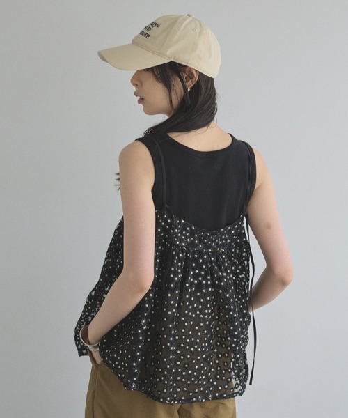 &. NOSTALGIA（アンドドットノスタルジア）の「チュールフラワー刺繍キャミソール（キャミソール・レディース・オフホワイト/ブラック・FREE）」の12枚目の写真