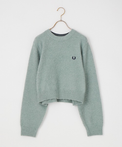 FRED PERRY（フレッドペリー）の「【WEB先行予約】[FRED PERRY/フレッドペリー] 別注 ワンポイントロゴ刺繍 クロップド丈 シャギーニットプルオーバー（ニット/セーター・レディース・オートミール/サックスブルー/チャコール・8/10）」の18枚目の写真