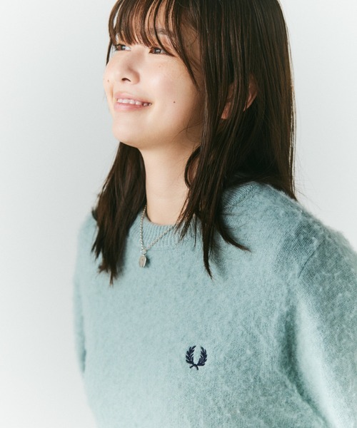 別注 品牌刺繡短版長毛針織套頭衫