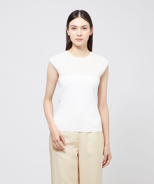 EPOCA(エポカ)の「レーヨンストレッチ ノースリーブニットプルオーバー(Tシャツ/カットソー・レディース・ピンク系その他2/ホワイト/ブラウン系その他5・40)」の1枚目の写真