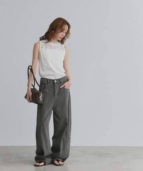 ad thie(アドティエ)の「プチハイネック レース リブ タンクトップ(Tシャツ/カットソー・レディース・ブラック/オフホワイト・LARGE/MEDIUM)」の8枚目の写真
