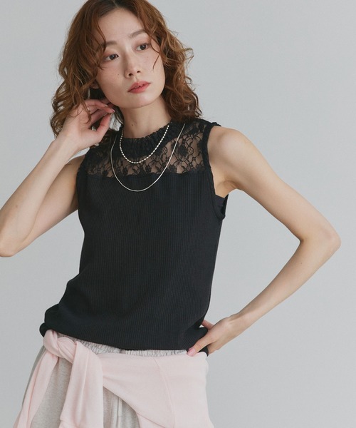 ad thie(アドティエ)の「プチハイネック レース リブ タンクトップ(Tシャツ/カットソー・レディース・ブラック/オフホワイト・LARGE/MEDIUM)」の20枚目の写真