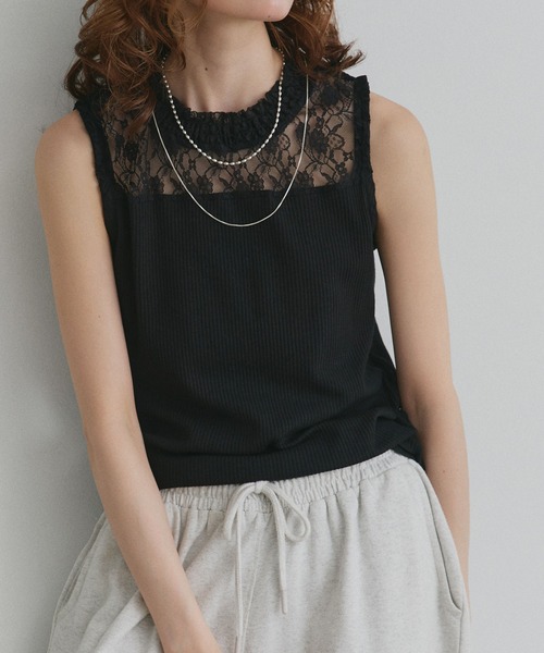 ad thie(アドティエ)の「プチハイネック レース リブ タンクトップ(Tシャツ/カットソー・レディース・ブラック/オフホワイト・LARGE/MEDIUM)」の22枚目の写真