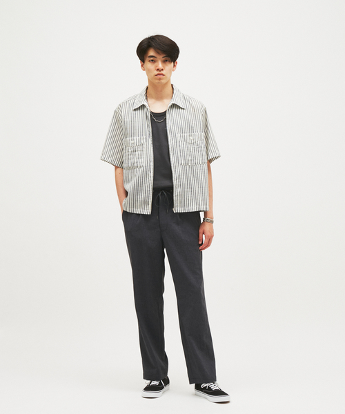 JOURNAL STANDARD(ジャーナルスタンダード)の「ストライプ サッカー ジップ シャツ(シャツ/ブラウス・メンズ・ダークブルー/ホワイト・LARGE/MEDIUM)」の3枚目の写真