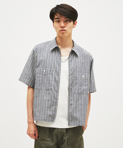 JOURNAL STANDARD(ジャーナルスタンダード)の「ストライプ サッカー ジップ シャツ(シャツ/ブラウス・メンズ・ダークブルー/ホワイト・LARGE/MEDIUM)」の13枚目の写真
