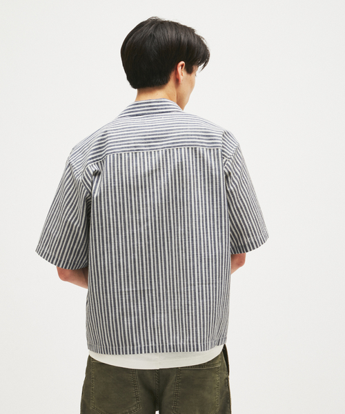 JOURNAL STANDARD(ジャーナルスタンダード)の「ストライプ サッカー ジップ シャツ(シャツ/ブラウス・メンズ・ダークブルー/ホワイト・LARGE/MEDIUM)」の16枚目の写真
