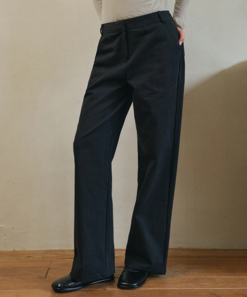 OURNOSTALGIA（アワー ノスタルジア）の「Twill layered wide pants_Black(O25-PT11)（その他パンツ・レディース・ブラック・MEDIUM/SMALL）」の2枚目の写真