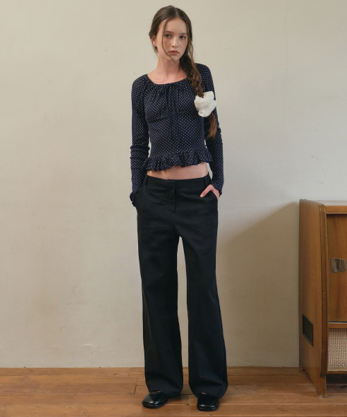 OURNOSTALGIA（アワー ノスタルジア）の「Twill layered wide pants_Black(O25-PT11)（その他パンツ・レディース・ブラック・MEDIUM/SMALL）」の3枚目の写真