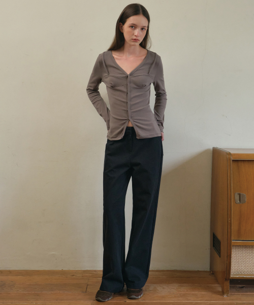 OURNOSTALGIA（アワー ノスタルジア）の「Twill layered wide pants_Black(O25-PT11)（その他パンツ・レディース・ブラック・MEDIUM/SMALL）」の4枚目の写真