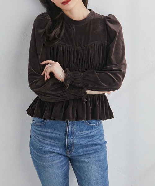 RANAN（ラナン）の「ベロアシャーリングブラウス（シャツ/ブラウス・レディース・ブラウン/ブラック・M/LL/L）」の16枚目の写真