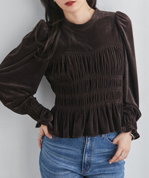 RANAN（ラナン）の「ベロアシャーリングブラウス（シャツ/ブラウス・レディース・ブラウン/ブラック・M/LL/L）」の17枚目の写真
