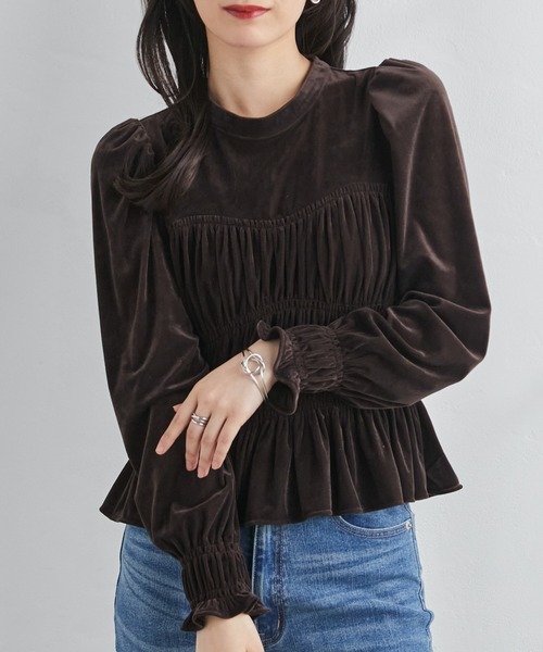 RANAN（ラナン）の「ベロアシャーリングブラウス（シャツ/ブラウス・レディース・ブラウン/ブラック・M/LL/L）」の18枚目の写真