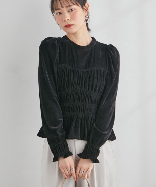 RANAN（ラナン）の「ベロアシャーリングブラウス（シャツ/ブラウス・レディース・ブラウン/ブラック・M/LL/L）」の3枚目の写真