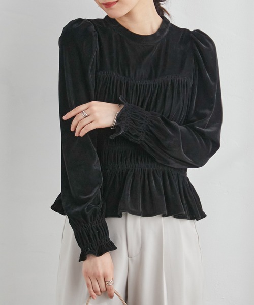 RANAN（ラナン）の「ベロアシャーリングブラウス（シャツ/ブラウス・レディース・ブラウン/ブラック・M/LL/L）」の5枚目の写真
