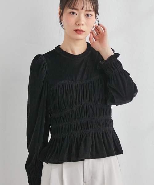 RANAN（ラナン）の「ベロアシャーリングブラウス（シャツ/ブラウス・レディース・ブラウン/ブラック・M/LL/L）」の12枚目の写真