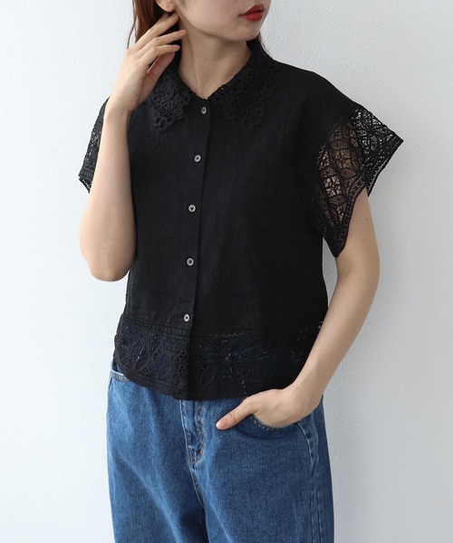 Cepica(セピカ)の「レース刺繍ショートブラウス(シャツ/ブラウス・レディース・ブラック/オフホワイト・FREE)」の11枚目の写真