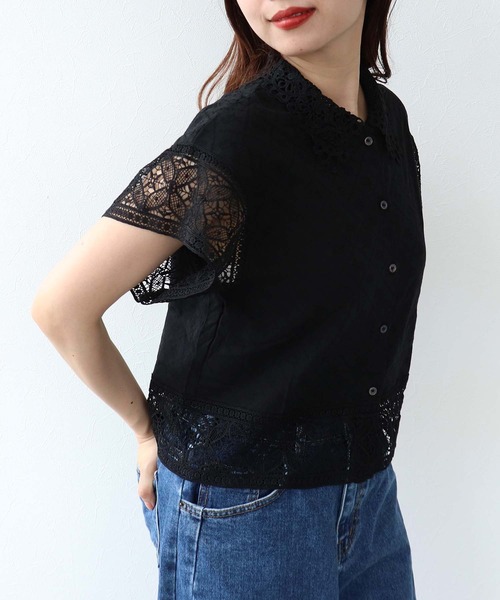 Cepica(セピカ)の「レース刺繍ショートブラウス(シャツ/ブラウス・レディース・ブラック/オフホワイト・FREE)」の12枚目の写真