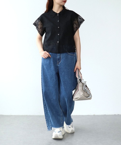 Cepica(セピカ)の「レース刺繍ショートブラウス(シャツ/ブラウス・レディース・ブラック/オフホワイト・FREE)」の13枚目の写真