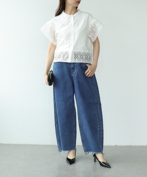 Cepica(セピカ)の「レース刺繍ショートブラウス(シャツ/ブラウス・レディース・ブラック/オフホワイト・FREE)」の7枚目の写真