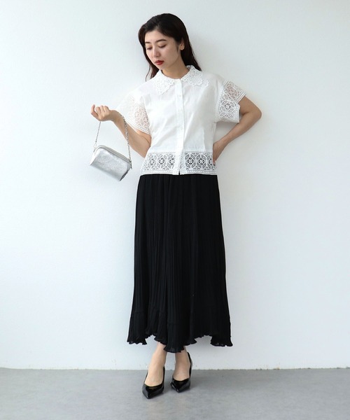 Cepica(セピカ)の「レース刺繍ショートブラウス(シャツ/ブラウス・レディース・ブラック/オフホワイト・FREE)」の10枚目の写真