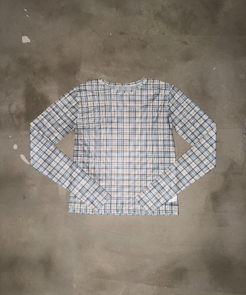 SHAGGIE(シャギー)の「総柄チェックプリントシアートップス(Tシャツ/カットソー・レディース・レッド/ミント/アイボリー・FREE)」の14枚目の写真