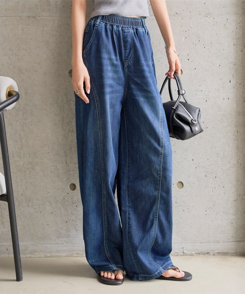 KOBE LETTUCE(コウベレタス)の「イージーワイドデニムパンツ(デニムパンツ・レディース・インディゴブルー/ブルー・M/L/PM)」の4枚目の写真