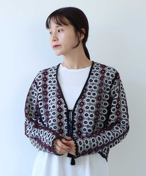 yuni(ユニ )の「多色flower lace cardigan jacket(シャツ/ブラウス・レディース・ブラック/グリーン・FREE)」の1枚目の写真