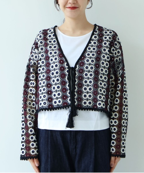 yuni(ユニ )の「多色flower lace cardigan jacket(シャツ/ブラウス・レディース・ブラック/グリーン・FREE)」の3枚目の写真