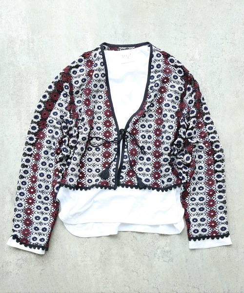 yuni(ユニ )の「多色flower lace cardigan jacket(シャツ/ブラウス・レディース・ブラック/グリーン・FREE)」の14枚目の写真
