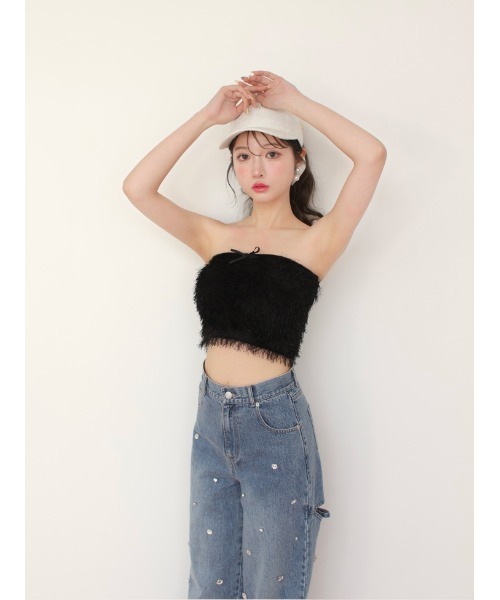 M me eme(エムミーエメ)の「Feather like ensemble tops (eme10442)(アンサンブル・レディース・ブラック・FREE)」の6枚目の写真