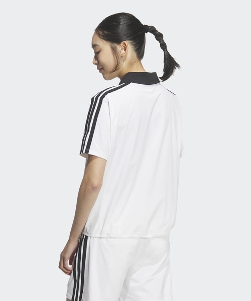 adidas(アディダス)の「スリーストライプス ウーブン 半袖シャツ【adidas Golf/アディダスゴルフ】(ポロシャツ・レディース・ホワイト・X-SMALL/LARGE/SMALL/MEDIUM/X-LARGE)」の2枚目の写真