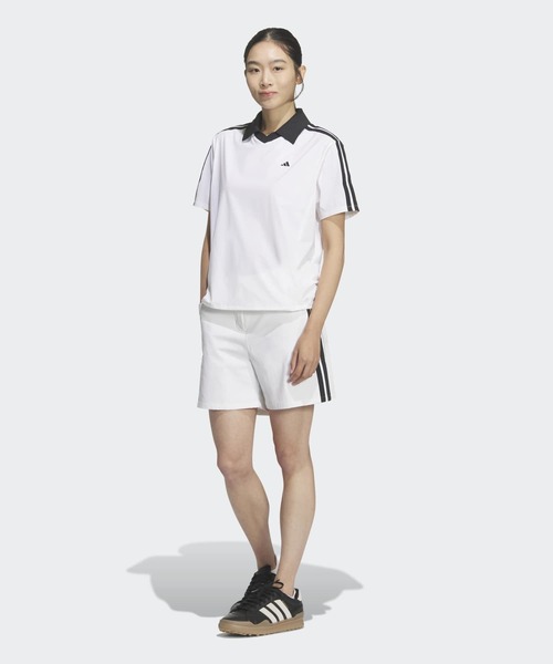adidas(アディダス)の「スリーストライプス ウーブン 半袖シャツ【adidas Golf/アディダスゴルフ】(ポロシャツ・レディース・ホワイト・X-SMALL/LARGE/SMALL/MEDIUM/X-LARGE)」の5枚目の写真