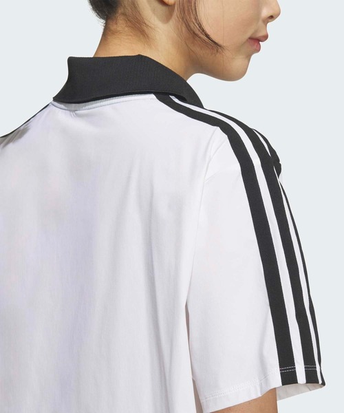 adidas(アディダス)の「スリーストライプス ウーブン 半袖シャツ【adidas Golf/アディダスゴルフ】(ポロシャツ・レディース・ホワイト・X-SMALL/LARGE/SMALL/MEDIUM/X-LARGE)」の4枚目の写真
