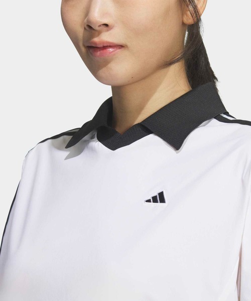 adidas(アディダス)の「スリーストライプス ウーブン 半袖シャツ【adidas Golf/アディダスゴルフ】(ポロシャツ・レディース・ホワイト・X-SMALL/LARGE/SMALL/MEDIUM/X-LARGE)」の3枚目の写真