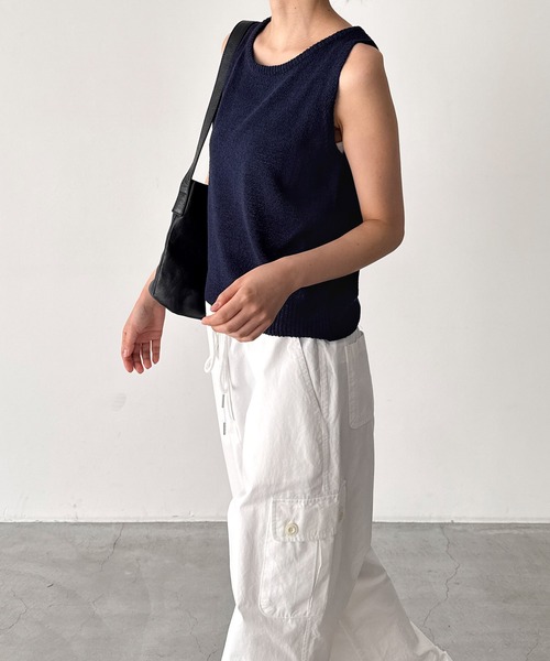 CANAL JEAN(キャナルジーン)の「El mar ボートネックニットタンク(ニット/セーター・レディース・ネイビー/ブラウン・ONE SIZE)」の8枚目の写真
