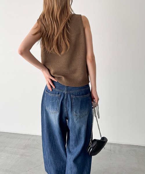 CANAL JEAN(キャナルジーン)の「El mar ボートネックニットタンク(ニット/セーター・レディース・ネイビー/ブラウン・ONE SIZE)」の12枚目の写真
