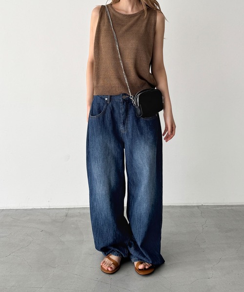 CANAL JEAN(キャナルジーン)の「El mar ボートネックニットタンク(ニット/セーター・レディース・ネイビー/ブラウン・ONE SIZE)」の13枚目の写真